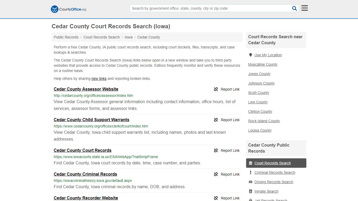 Cedar County Court Records Search (Iowa) - County Office