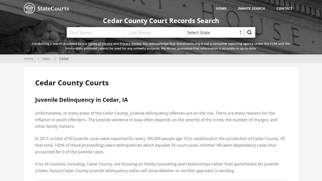 Cedar County, IA Courts - Records & Cases - StateCourts